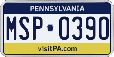 PA license plate MSP0390