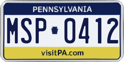 PA license plate MSP0412