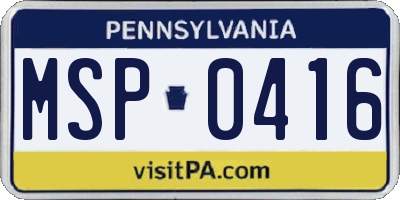 PA license plate MSP0416