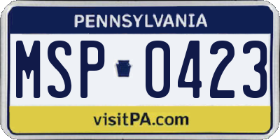 PA license plate MSP0423