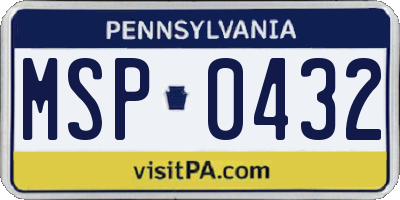 PA license plate MSP0432