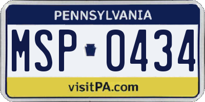PA license plate MSP0434