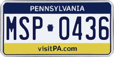 PA license plate MSP0436
