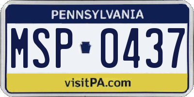 PA license plate MSP0437