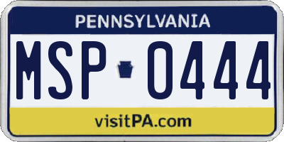 PA license plate MSP0444