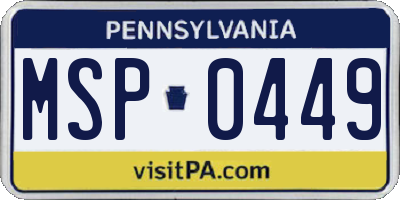 PA license plate MSP0449