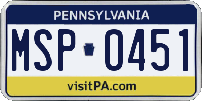 PA license plate MSP0451