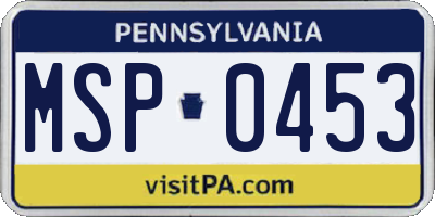 PA license plate MSP0453