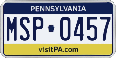 PA license plate MSP0457