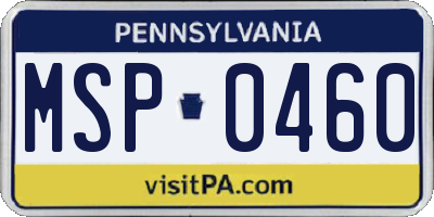 PA license plate MSP0460