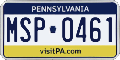 PA license plate MSP0461