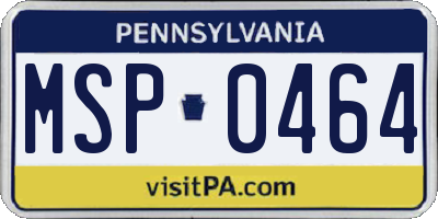 PA license plate MSP0464