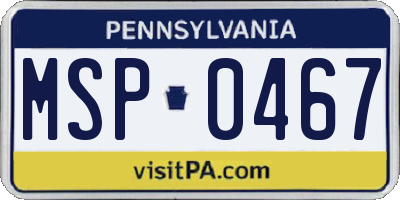 PA license plate MSP0467