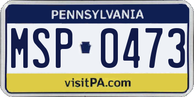 PA license plate MSP0473