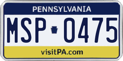 PA license plate MSP0475