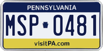 PA license plate MSP0481