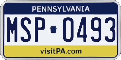 PA license plate MSP0493