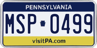 PA license plate MSP0499