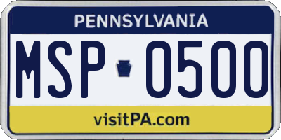 PA license plate MSP0500