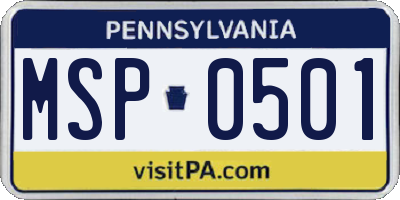 PA license plate MSP0501