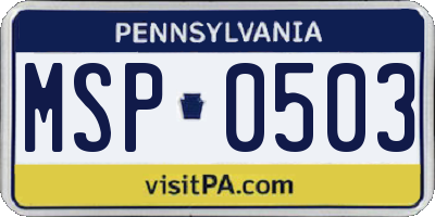 PA license plate MSP0503