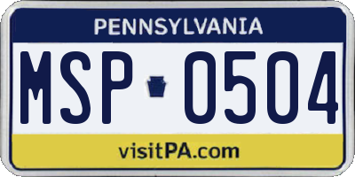 PA license plate MSP0504