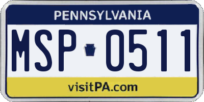 PA license plate MSP0511