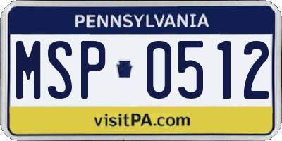PA license plate MSP0512