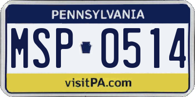 PA license plate MSP0514