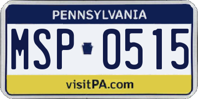 PA license plate MSP0515
