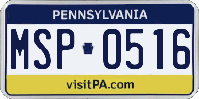PA license plate MSP0516