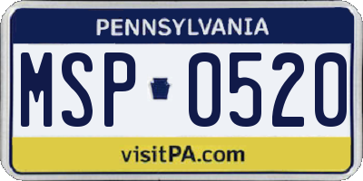 PA license plate MSP0520