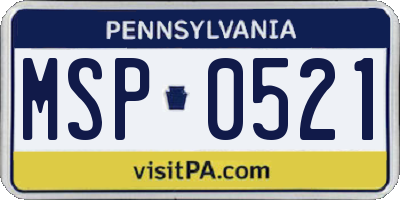 PA license plate MSP0521