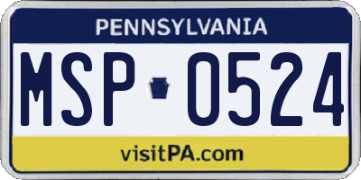 PA license plate MSP0524