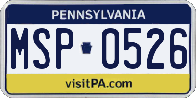PA license plate MSP0526
