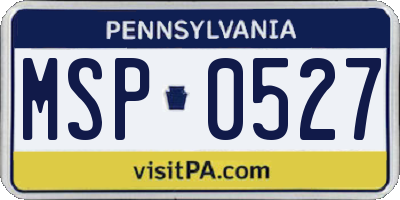PA license plate MSP0527