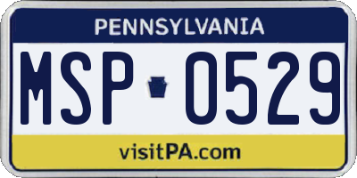 PA license plate MSP0529