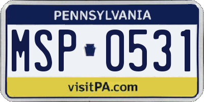 PA license plate MSP0531