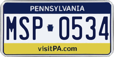 PA license plate MSP0534