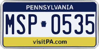 PA license plate MSP0535