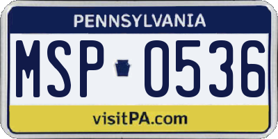 PA license plate MSP0536