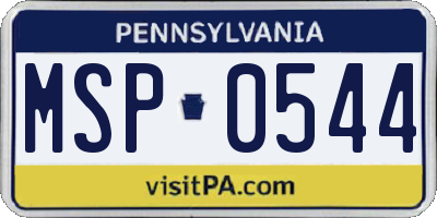 PA license plate MSP0544