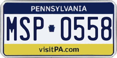 PA license plate MSP0558