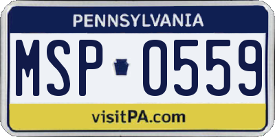 PA license plate MSP0559