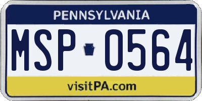 PA license plate MSP0564