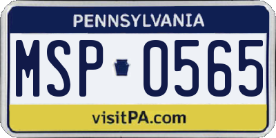 PA license plate MSP0565
