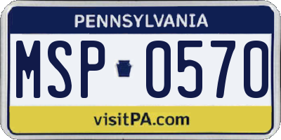 PA license plate MSP0570