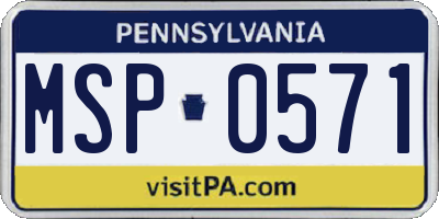 PA license plate MSP0571