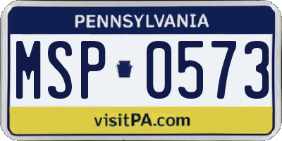 PA license plate MSP0573