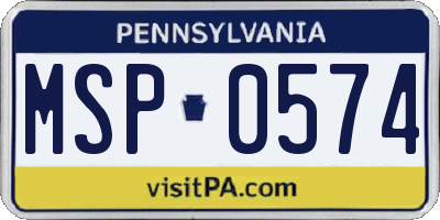 PA license plate MSP0574
